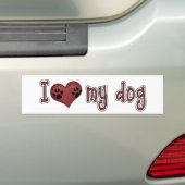 Ik hou van mijn hond bumpersticker (Op auto)