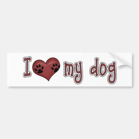 Ik hou van mijn hond bumpersticker (Voorkant)