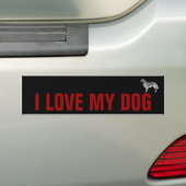 Ik hou van mijn hond bumpersticker (Op auto)