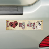 Ik hou van mijn hond! bumpersticker (Op auto)