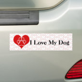 Ik hou van mijn hond bumpersticker (Op auto)
