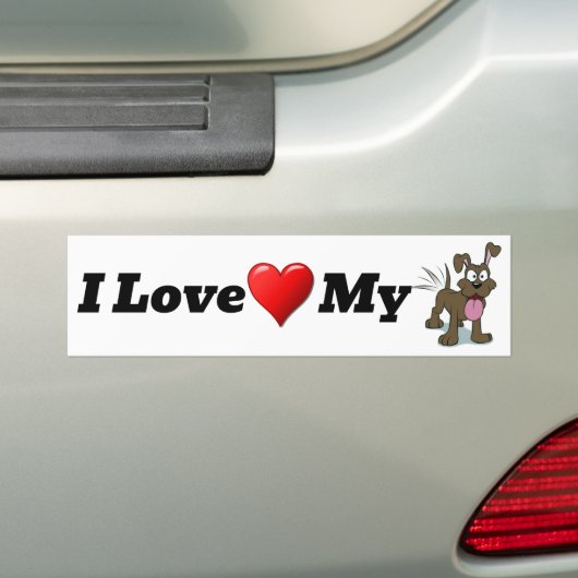 Ik hou van mijn hond Bumpersticker (Op auto)