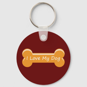 Ik hou van mijn hond Dog Bone Sleutelhanger