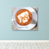 Ik hou van mijn hond een latte, gerasterd Canvas Afdruk (Insitu (Houten vloer))