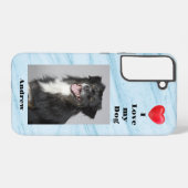 Ik hou van mijn hond foto en naam op Blue Marble Samsung Galaxy Hoesje (Achterkant horizontaal)