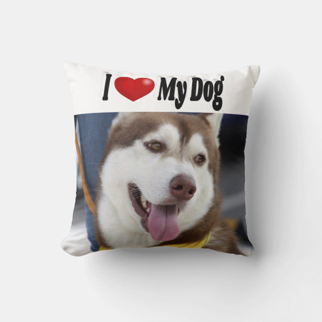 Ik hou van mijn hond foto kussen (Voorkant)
