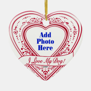 Ik hou van mijn hond! Foto Red Hearts Keramisch Ornament