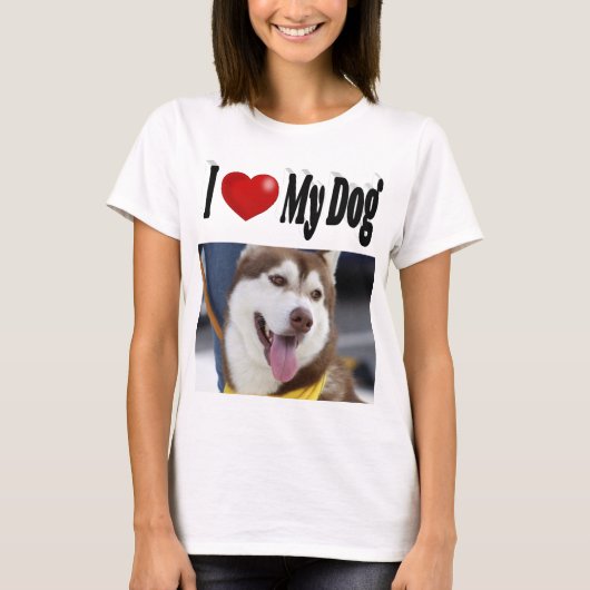 Ik hou van mijn hond foto t-shirt (Voorkant)