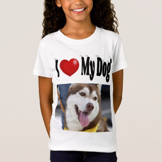 Ik hou van mijn hond foto t-shirt (Voorkant)
