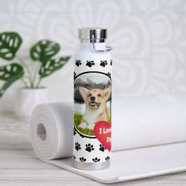 Ik hou van mijn hond foto waterfles