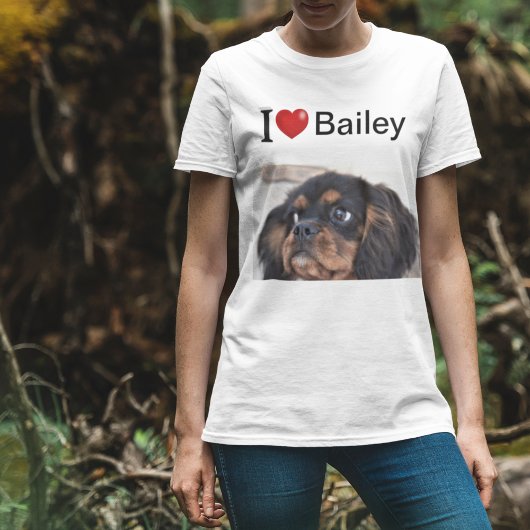 Ik hou van mijn hond, gepersonaliseerde foto t-shirt