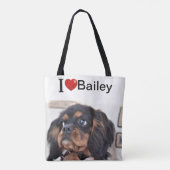 Ik hou van mijn hond, gepersonaliseerde foto tote bag (Achterkant)