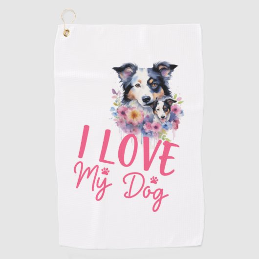 Ik hou van mijn hond golfhanddoek (Voorkant)