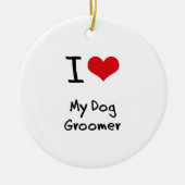 Ik hou van mijn hond Groomer Keramisch Ornament (Voorkant)