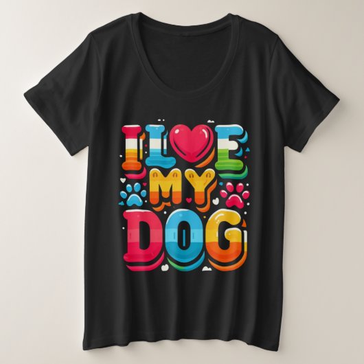 Ik hou van mijn hond grote maat t-shirt (Design voorkant)