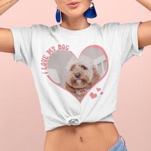 Ik hou van mijn hond hart foto wit t-shirt