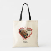Ik hou van mijn hond hart met foto en naam van een tote bag (Achterkant)