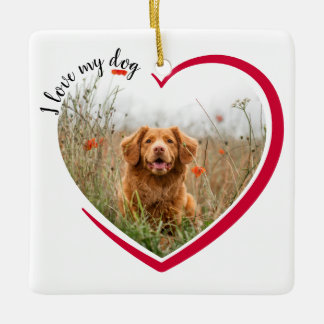 Ik hou van mijn hond hartfoto keramisch ornament