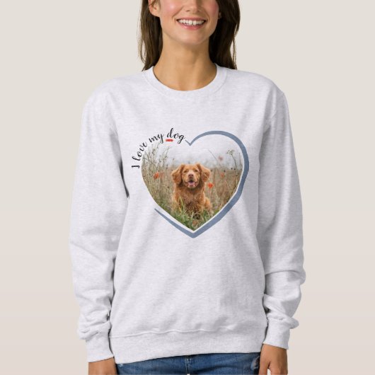 Ik hou van mijn hond-hartfoto lang geslapen trui (Voorkant)
