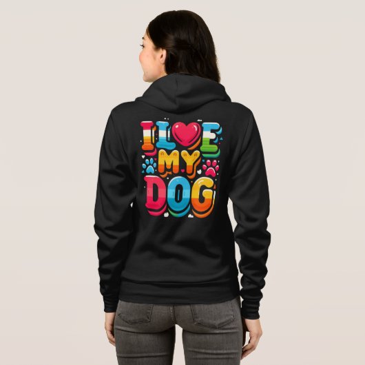 Ik hou van mijn hond hoodie (Achterkant volledig)