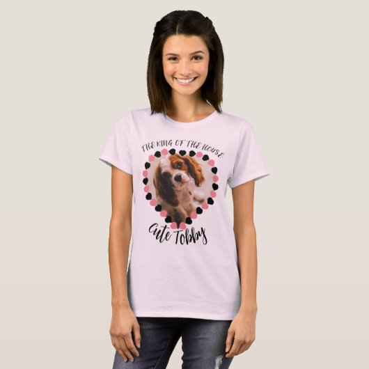 Ik hou van mijn hond kattenhart gevormd pet tekstf t-shirt (Voorkant volledig)