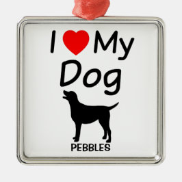 Ik hou van mijn hond kerstversiering metalen ornament