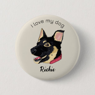 Ik hou van mijn hond-kotterddes-papuppy ronde button 5,7 cm
