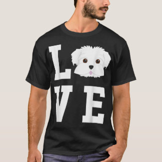 Ik hou van mijn hond Maltese Hondenliefhebber T-shirt