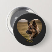 Ik hou van mijn hond met aangepaste afbeelding en  ronde button 7,6 cm (Voorkant /achterkant)