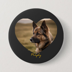 Ik hou van mijn hond met aangepaste afbeelding en ronde button 7,6 cm