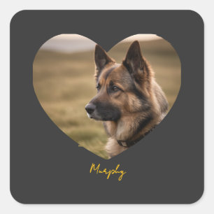 Ik hou van mijn hond met aangepaste afbeelding en vierkante sticker