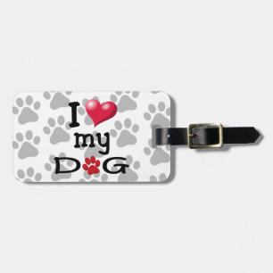Ik hou van mijn hond Paw watermerk Bagagelabel