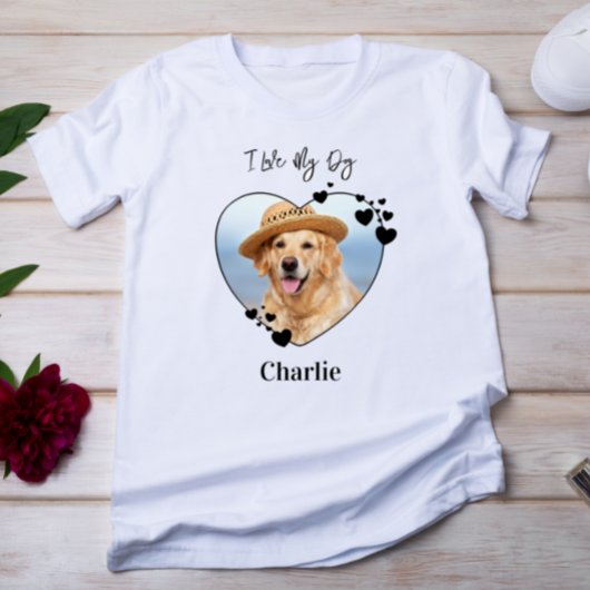 Ik hou van mijn hond Persoonlijke Heart Foto Tri-Blend Shirt