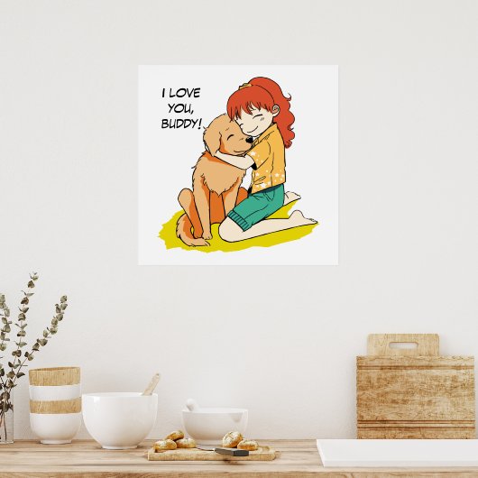 Ik hou van mijn hond poster (Keuken)