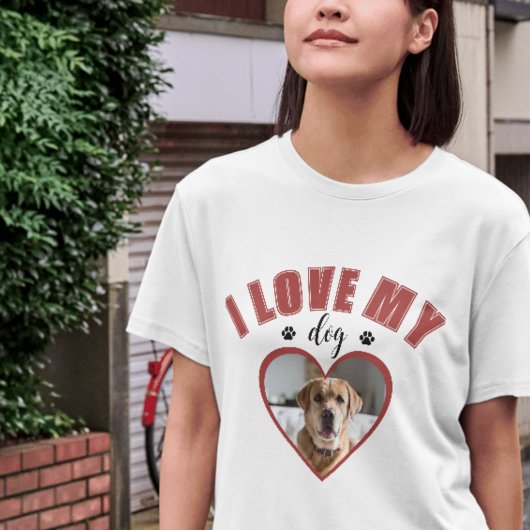 Ik hou van mijn hond rood gepersonaliseerde Honden T-shirt