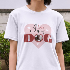 Ik hou van mijn hond rood roze gepersonaliseerde f t-shirt