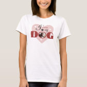 Ik hou van mijn hond rood roze gepersonaliseerde f t-shirt (Voorkant)