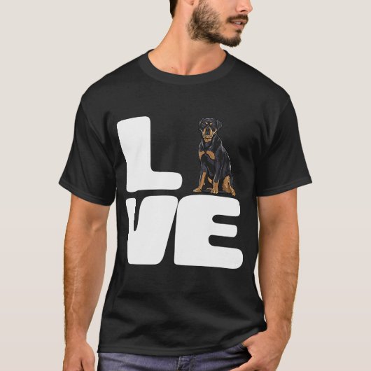 Ik hou van mijn hond Rottweiler T-shirt (Voorkant)