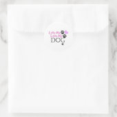 Ik hou van mijn hond (roze) ronde sticker (Tas)