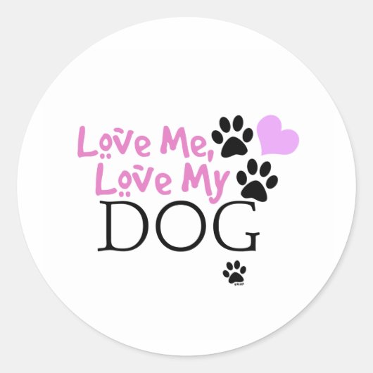 Ik hou van mijn hond (roze) ronde sticker (Voorkant)