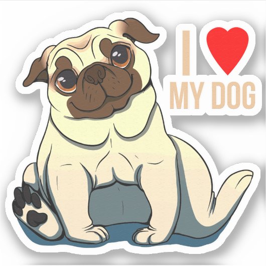 Ik hou van mijn hond sticker (Voorkant)