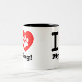 Ik hou van mijn hond tweekleurige koffiemok (Center)