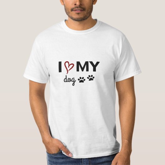 Ik hou van mijn hond uniseks T-shirt (Voorkant)