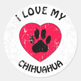 Ik hou van Mijn hond Verdrukte Versie Ronde Sticker