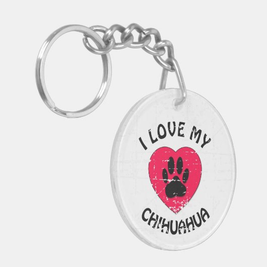 Ik hou van Mijn hond Verdrukte Versie Sleutelhanger (Voorkant Links)