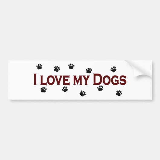 Ik hou van mijn honden bumpersticker (Voorkant)