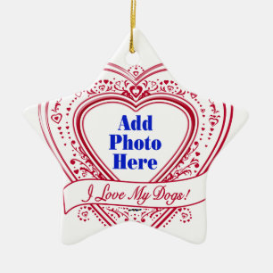 Ik hou van mijn honden! Foto Red Hearts Keramisch Ornament