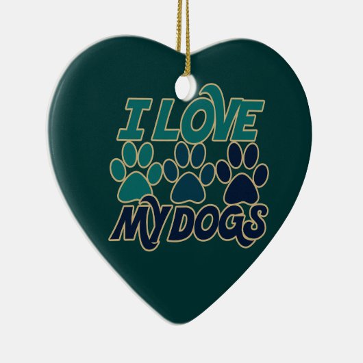 Ik hou van mijn honden keramisch ornament (Rechts)