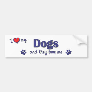 Ik hou van mijn honden (meerdere honden) bumpersticker