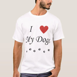 Ik hou van mijn honden, tekst en hart t-shirt